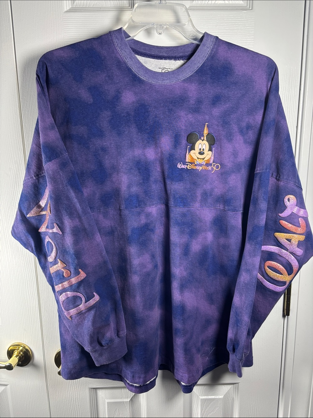 Walt Disney World Parks 50th Anniversary Purple Tie Dye Spirit Jersey Shirt L